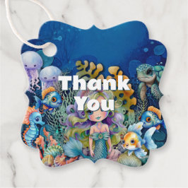 Zeemeermin Baby shower Dank u Favor Tags Bedankjes Labels