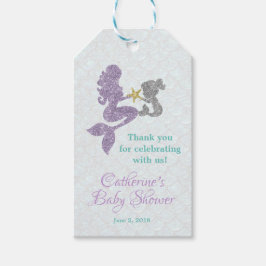 Zeemeermin baby shower dank u labels gunsttags cadeaulabel