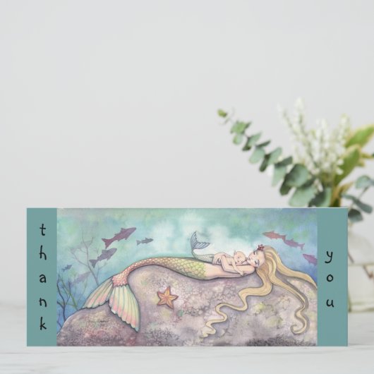 Zeemeermin Baby shower Dank u opmerkingen Kaart (Staand voorkant)