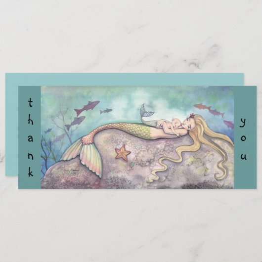 Zeemeermin Baby shower Dank u opmerkingen Kaart (Voorkant / Achterkant)