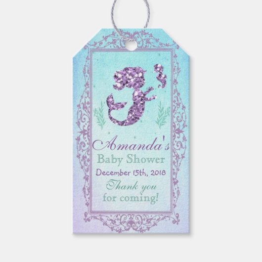 Zeemeermin Baby shower Favor Gift Label Cadeaulabel (Voorkant)