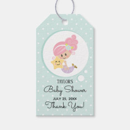 Zeemeermin Baby shower Gift Label Roze Haar Lichte Cadeaulabel