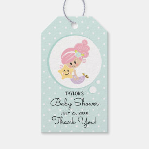 Zeemeermin Baby shower Gift Label Roze haar Lichte Cadeaulabel