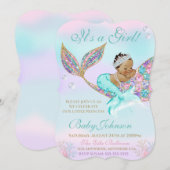 Zeemeermin  Baby shower Glitter Tail Kaart (Voorkant / Achterkant)
