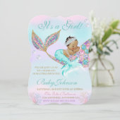 Zeemeermin  Baby shower Glitter Tail Kaart (Staand voorkant)