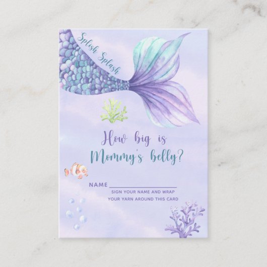 Zeemeermin baby shower Hoe groot is mama's buik Informatiekaartje (Voorkant)
