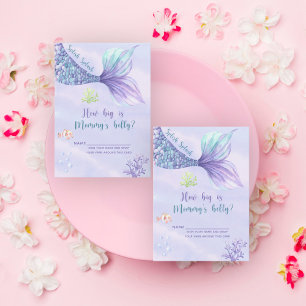 Zeemeermin baby shower Hoe groot is mama's buik Informatiekaartje