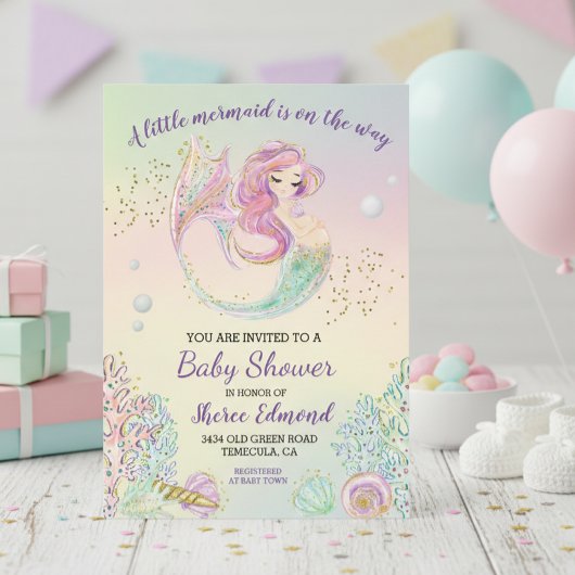  Zeemeermin  Baby Shower  Kaart