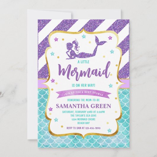 Zeemeermin Baby Shower Kaart (Voorkant)