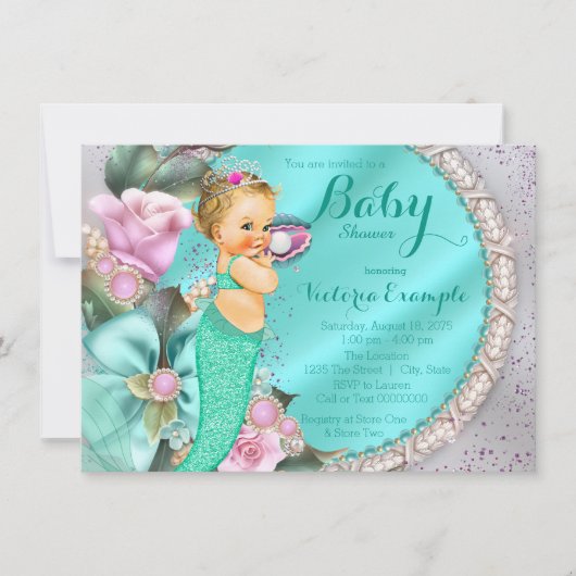 Zeemeermin Baby Shower Kaart (Voorkant)