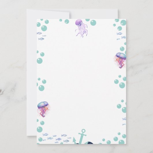 Zeemeermin Baby shower Kleurrijke Kwallen Waterver Bedankkaart (Achterkant)