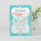 Zeemeermin Baby shower Koraal en Blauwgroen Kaart (Staand voorkant)