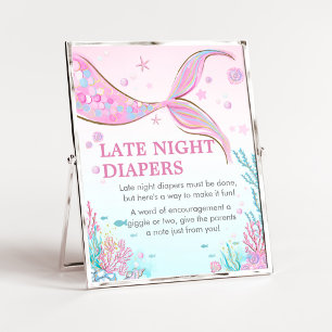 Zeemeermin Baby Shower Late Night Luier Bord Poster