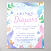 Zeemeermin Baby shower Late Night Luiers Poster (Voorkant)