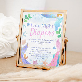 Zeemeermin Baby shower Late Night Luiers Poster