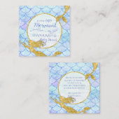 Zeemeermin Baby shower Luier Raffle Gold Glitter Informatiekaartje (Voorkant / Achterkant)