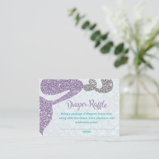 Zeemeermin Baby shower Luier Raffle insert kaarten (Staand voorkant)