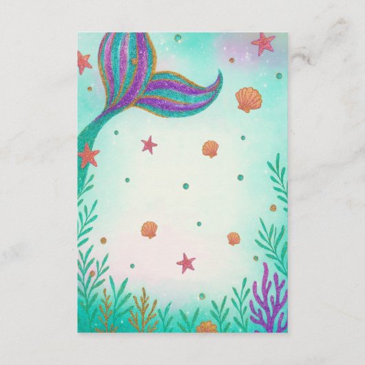 Zeemeermin Baby shower Luier Raffle Kaart (Achterkant)