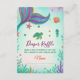 Zeemeermin Baby shower Luier Raffle Kaart