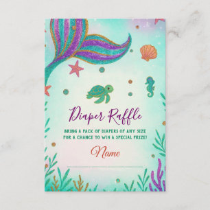 Zeemeermin Baby shower Luier Raffle Kaart