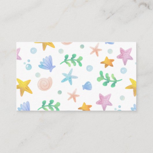 Zeemeermin Baby shower Luier Raffle Ticket Informatiekaartje (Achterkant)