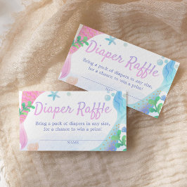 Zeemeermin Baby shower Luier Raffle Ticket Informatiekaartje