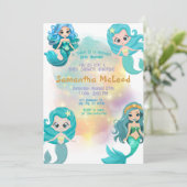 Zeemeermin Baby shower Meisje Onder het Zee Kaart (Staand voorkant)