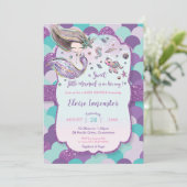 Zeemeermin Baby shower Meisje Onder het Zee Paarse Kaart (Staand voorkant)