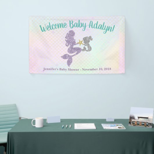 Zeemeermin Baby shower Moeder & Kind Banner (Beurs)