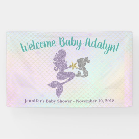 Zeemeermin Baby shower Moeder & Kind Banner (Horizontaal)