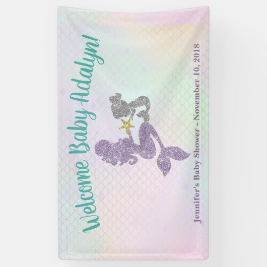 Zeemeermin Baby shower Moeder & Kind Banner (Verticaal)