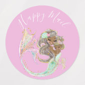 Zeemeermin Baby shower nautische roze labels (Design 1)