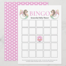 Zeemeermin baby shower onder de zee bingo kaart