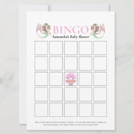 Zeemeermin baby shower onder de zee kaart (Voorkant)