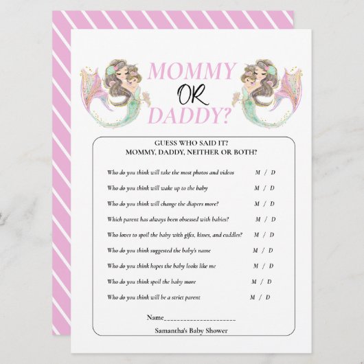 Zeemeermin baby shower onder de zee kaart (Voorkant / Achterkant)