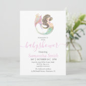 Zeemeermin baby shower onder het zee aankondiging (Staand voorkant)
