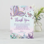 Zeemeermin Baby shower Onder het Zee Bedankkaart (Staand voorkant)