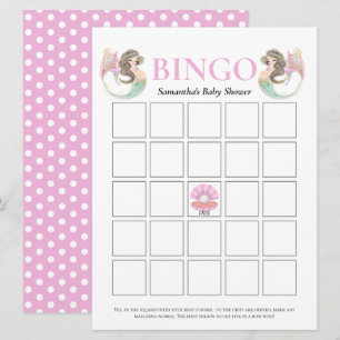 Zeemeermin baby shower onder het zee bingo kaart