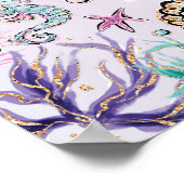 Zeemeermin Baby shower onder het Zee "Birthday Fav Poster (Hoek)