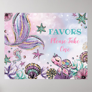 Zeemeermin Baby shower onder het Zee "Birthday Fav Poster