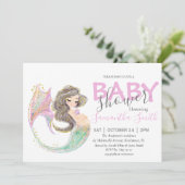 Zeemeermin Baby shower. Onder het Zee. Glitter Aankondiging (Staand voorkant)