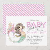 Zeemeermin Baby shower. Onder het Zee. Glitter Aankondiging (Voorkant / Achterkant)