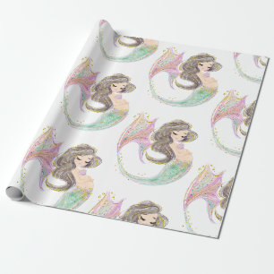 Zeemeermin Baby shower. Onder het Zee. Glitter Cadeaupapier