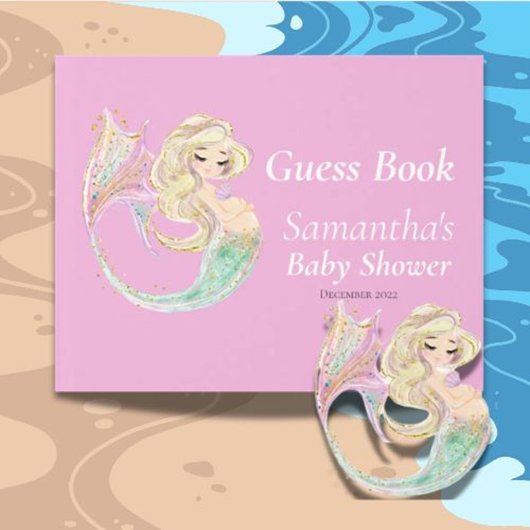 Zeemeermin Baby shower. Onder het Zee roze gastboe Gastenboek