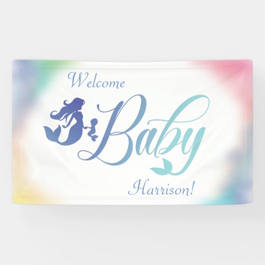 Zeemeermin Baby shower Onder het Zee Spandoek (Horizontaal)