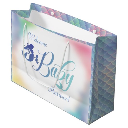 Zeemeermin Baby shower onder Zee pasta Groot Cadeauzakje (Voorkant Gekanteld)