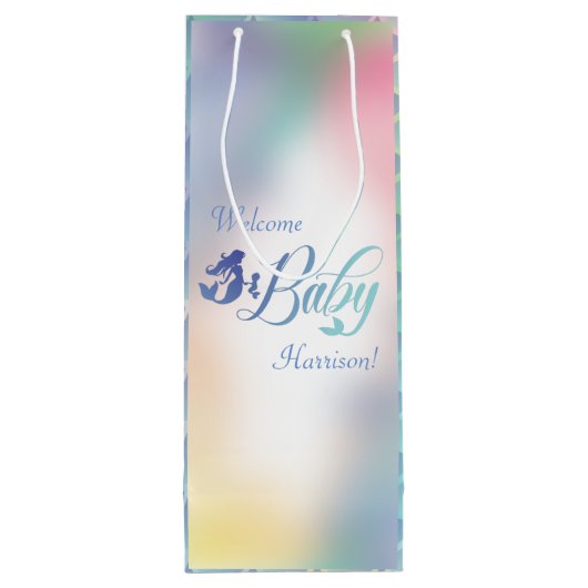 Zeemeermin Baby shower onder Zee pasta Wijn Cadeautas (Achterkant)