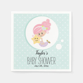 Zeemeermin Baby shower papier servetten lichte hui