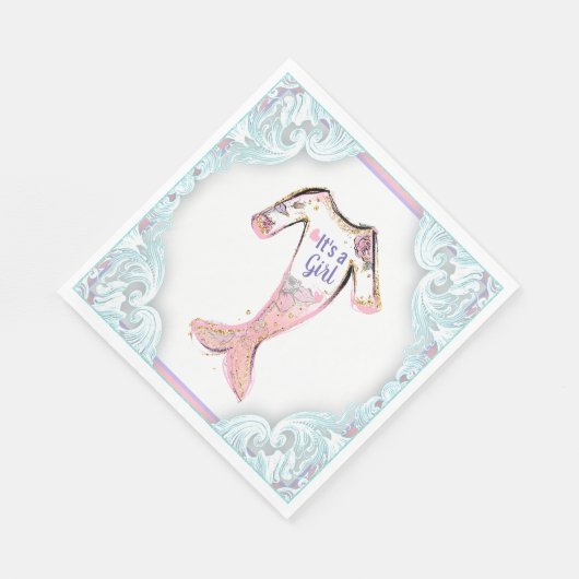 Zeemeermin Baby shower papieren servetten (Hoek)