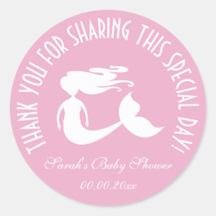 Zeemeermin baby shower partij gunst dank u sticker